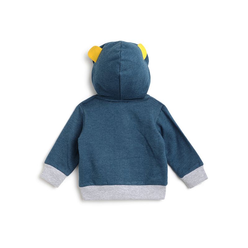 Boys Medium Blue Fleece Cardigan With Hood image number null